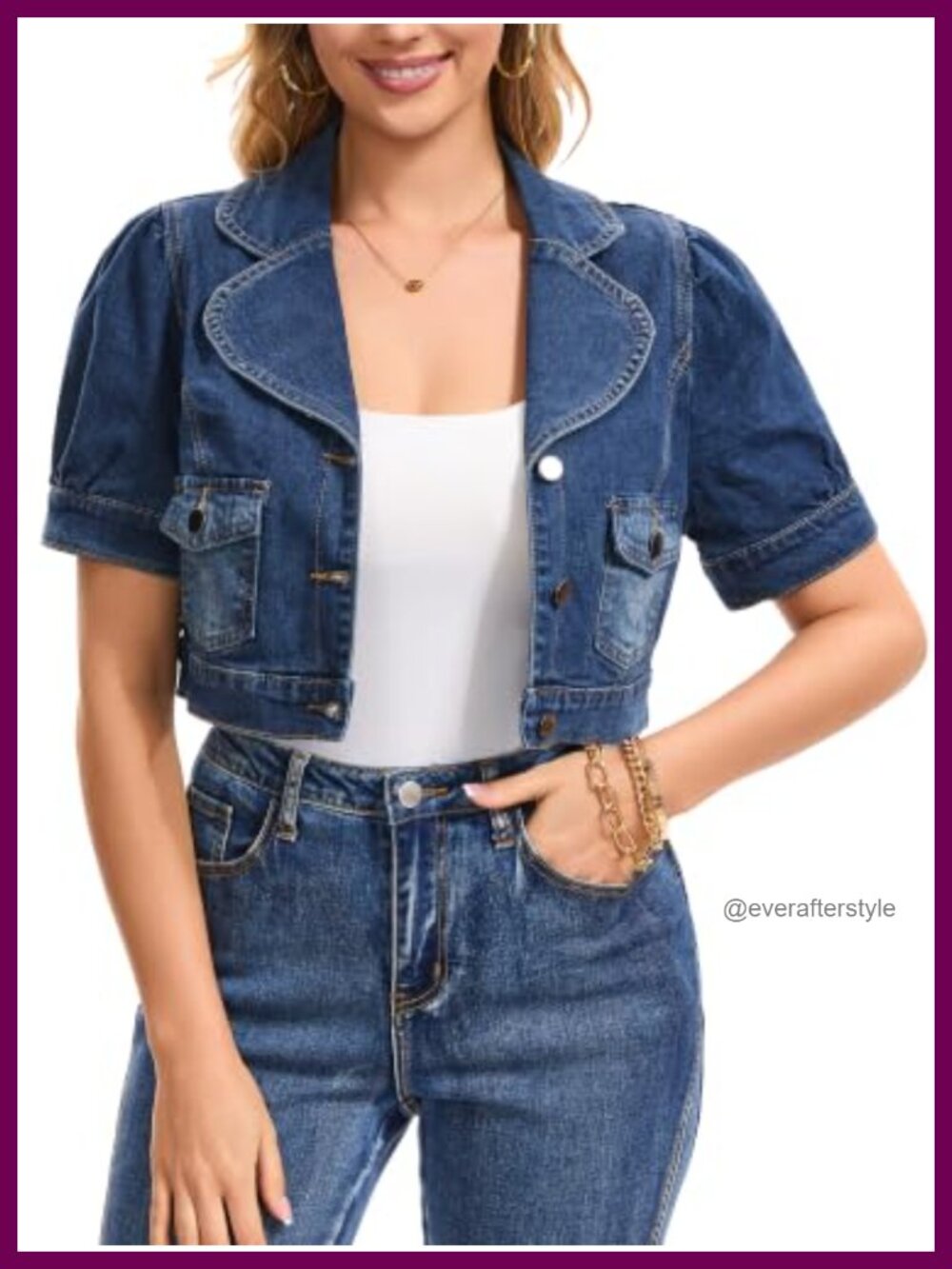 Cropped Denim Jacket Short Sleeve Bolero Shrug Women's